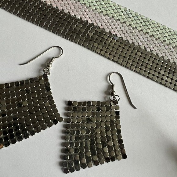 Vintage Chain Mail Set - Belt Earrings, Choker 1970's - Picture 3 of 3